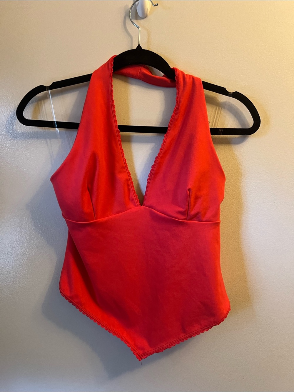 Source Unknown Red Halter V-Neck Bodysuit
